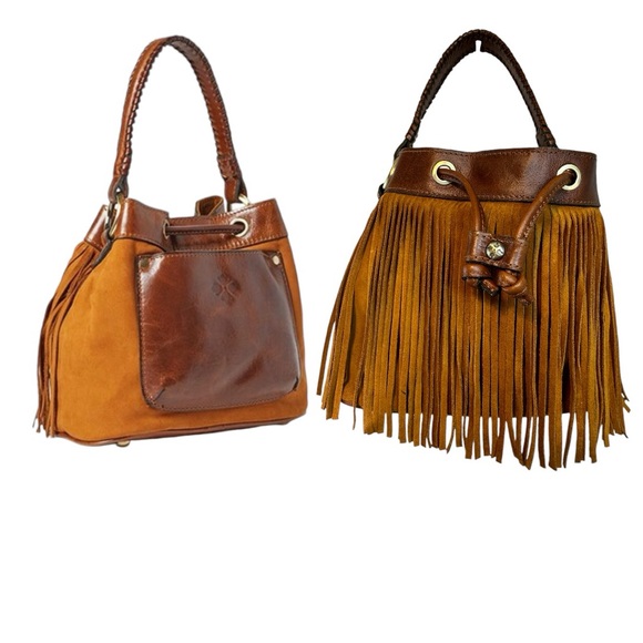 Patricia Nash Handbags - Patricia Nash Elisa Small Bucket Bag Boho Leather Fringe Shoulder Brown Suede